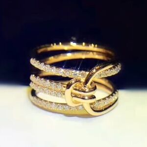 Gold Multi-Band Ring with Sparkling Accents